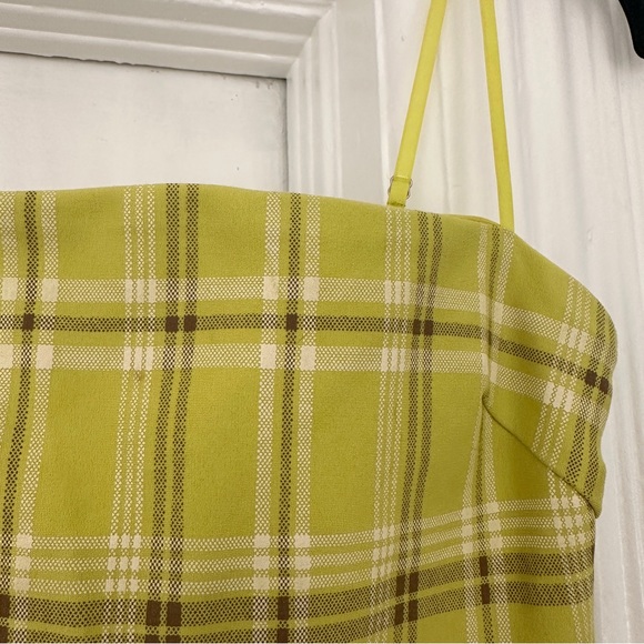 i am gia neon yellow green plaid bodycon fitted dress - Picture 4 of 4